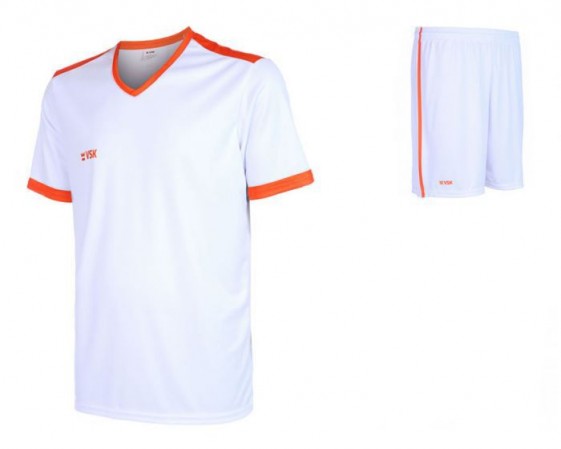 VSK Fly voetbaltenue korte mouw met eigen naam 2020-21 wit/oranje