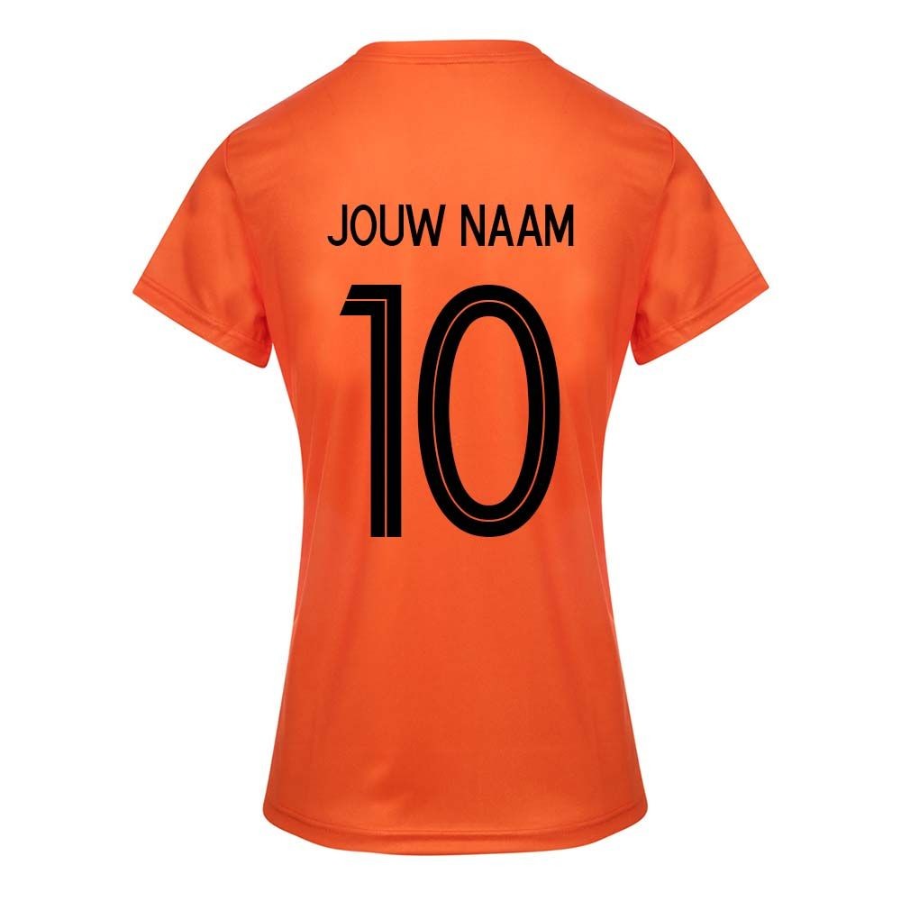 Nederlands Dames Voetbalshirt Thuis Eigen Naam Leeuwinnen Oranje