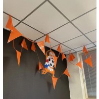 Oranje Vlaggenlijn Lengte 10 meter met 18 oranje puntvlaggen