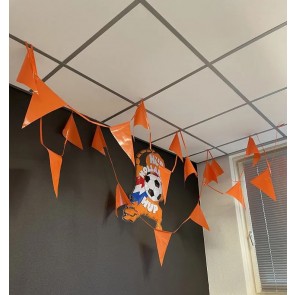 Oranje Vlaggenlijn Lengte 10 meter met 18 oranje puntvlaggen