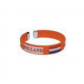 Oranje armband met tekst Holland en Nederlandse vlag